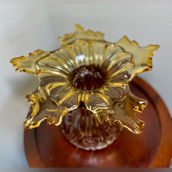 VASE Mouth Blown Amber Vase Italian Murano - Picture 10 of 17